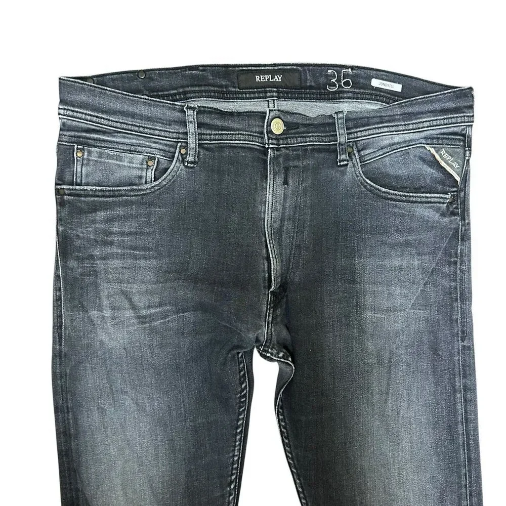 Replay Jeans‎ Men's W36 L33 JONDRILL Slim Stretch Black Denim Zip Fly